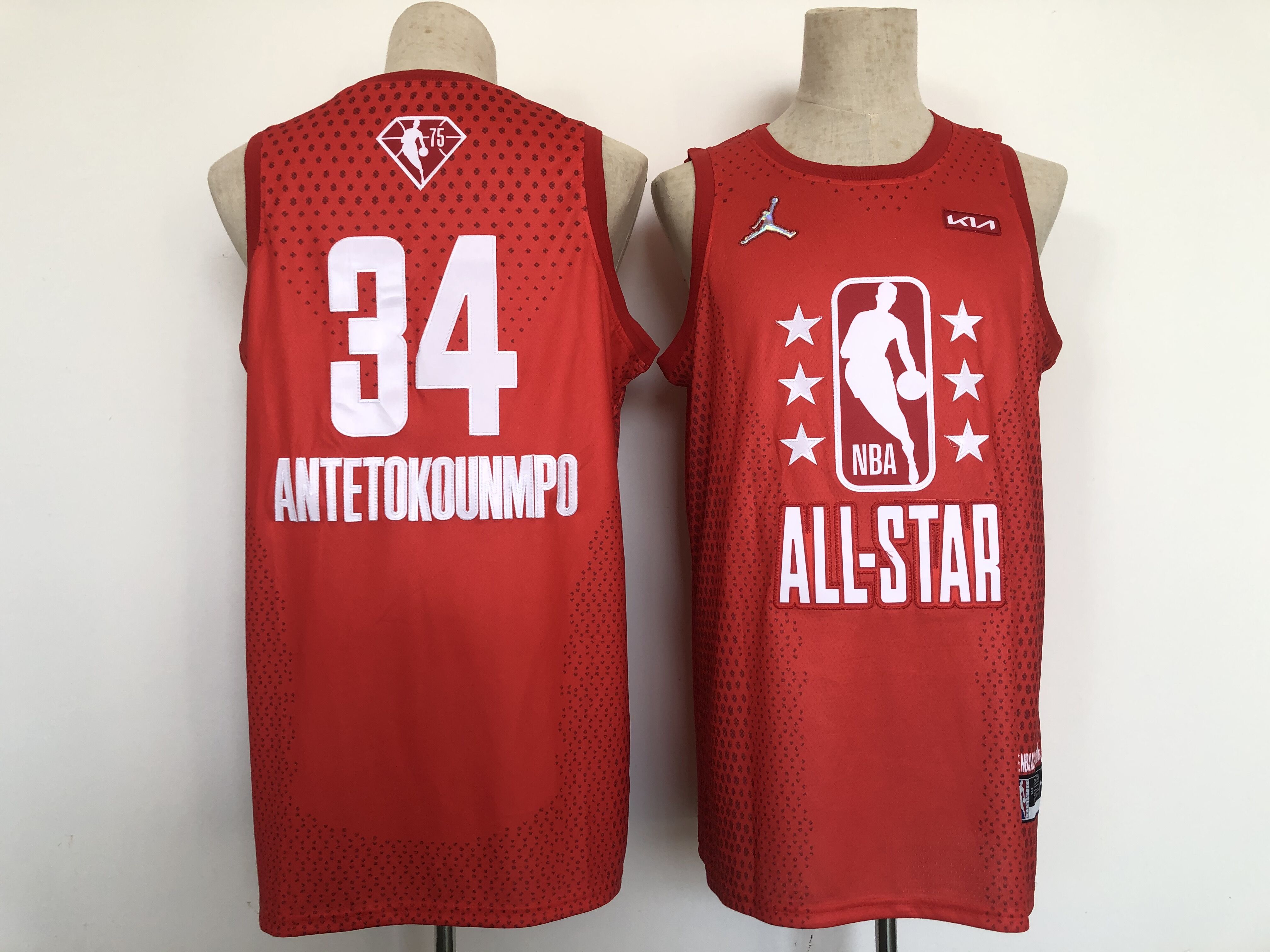 Men Milwaukee Bucks #34 Antetokounmpo Red 2022 All Star NBA Jersey